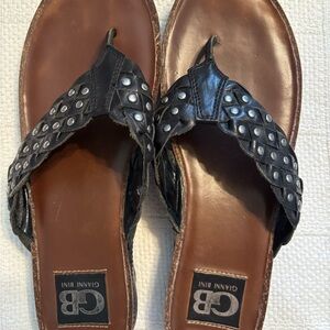 Gianni Bini Black Braided Studded Thong Sandals 8.5